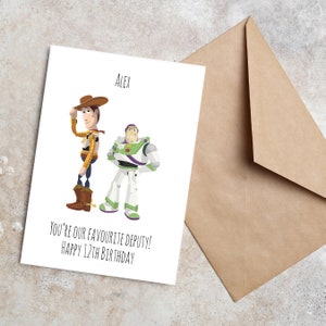 Nome personalizzato / Toy Story / Buzz Lightyear & Woody / Sei il nostro vice preferito / cartoline per figlio, figlia, mamma e papà