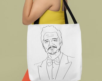 Pedro Pascal Natural Cotton Tote Bag, Reusable Bag, Shopping Bag, Cute Tote Bag, Gifts for her, Gifts for him, Shoulder Bag, Pedro Daddy