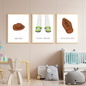 Minimalistische prints Toy Story | 6 afdrukken | Toy Story-poster, Disney-wanddecor, kunst aan de muur kinderkamer, kunst aan de muur kinderkamer, kinderkamer, verjaardag
