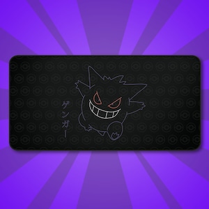 Alfombrilla de juego Gengar para cartas de TCG de Pokémon, alfombrilla de escritorio, regalos para geeks, cumpleaños, regalo para fanáticos de TCG de Pokémon para él, alfombrilla de juego de TCG de Pokémon con nombre personalizado