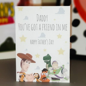 Tarjeta del Día del Padre de Toy Story / Woody, Buzz, Hamm, Slinky, Potato Head