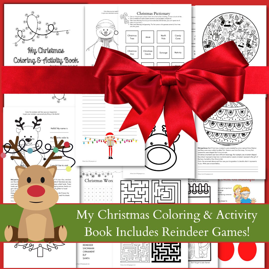 Christmas Coloring and Activity Book for Kids - Etsy