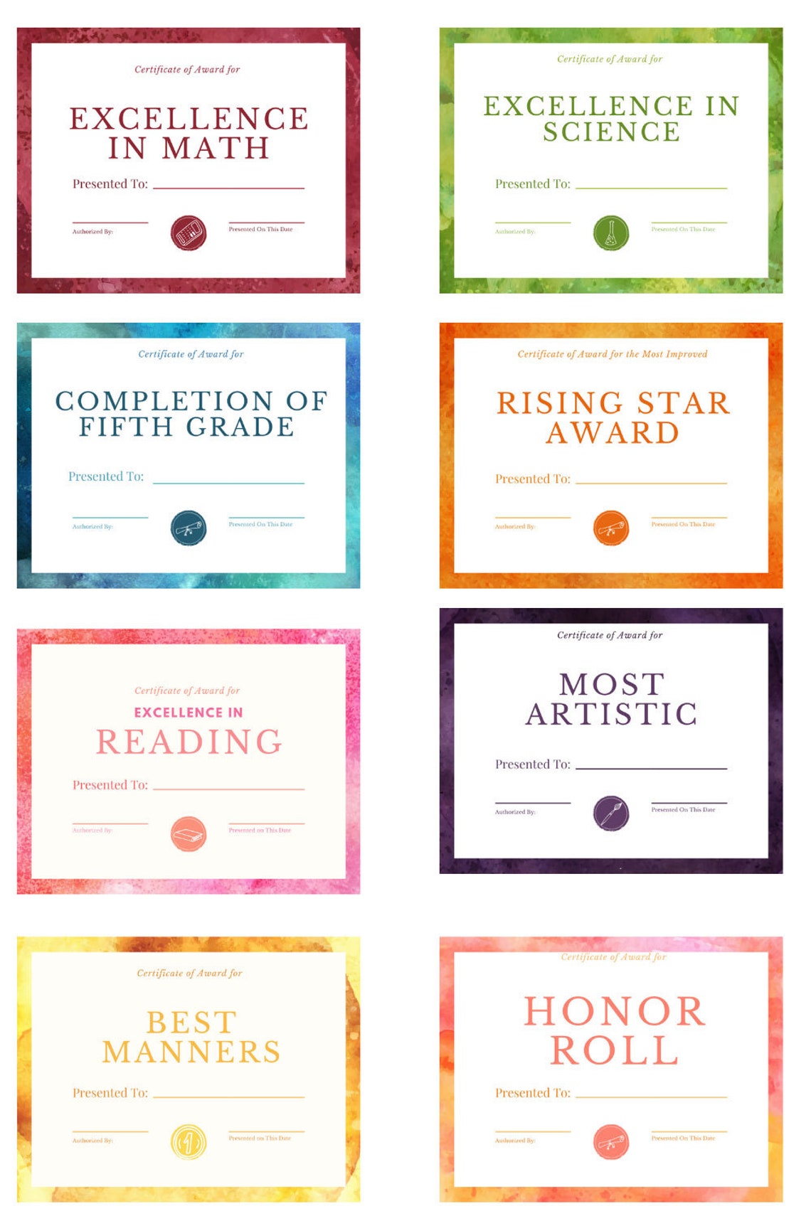 24 Printable Awards and Certificates for Recognition and Grade ...