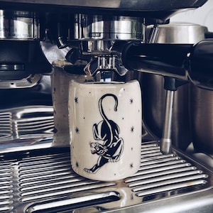 NEW: Handmade Ceramic Tattoo Travel Mug//Panther Mug//American Traditional Pottery Gift//Ceramic Travel Mug//Sailor Jerry// MADEtoORDER