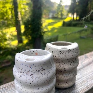Handmade Ceramic Bubble Travel Mug//Reusable Pottery Coffee Cup with Sip Lid //Wheel Thrown Stoneware// Dishwasher Safe + Microwave Safe