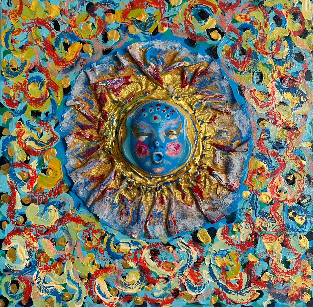 Doll Abstract Painting 25x25cm Canvas Acrylic Paints Mix Media - Etsy