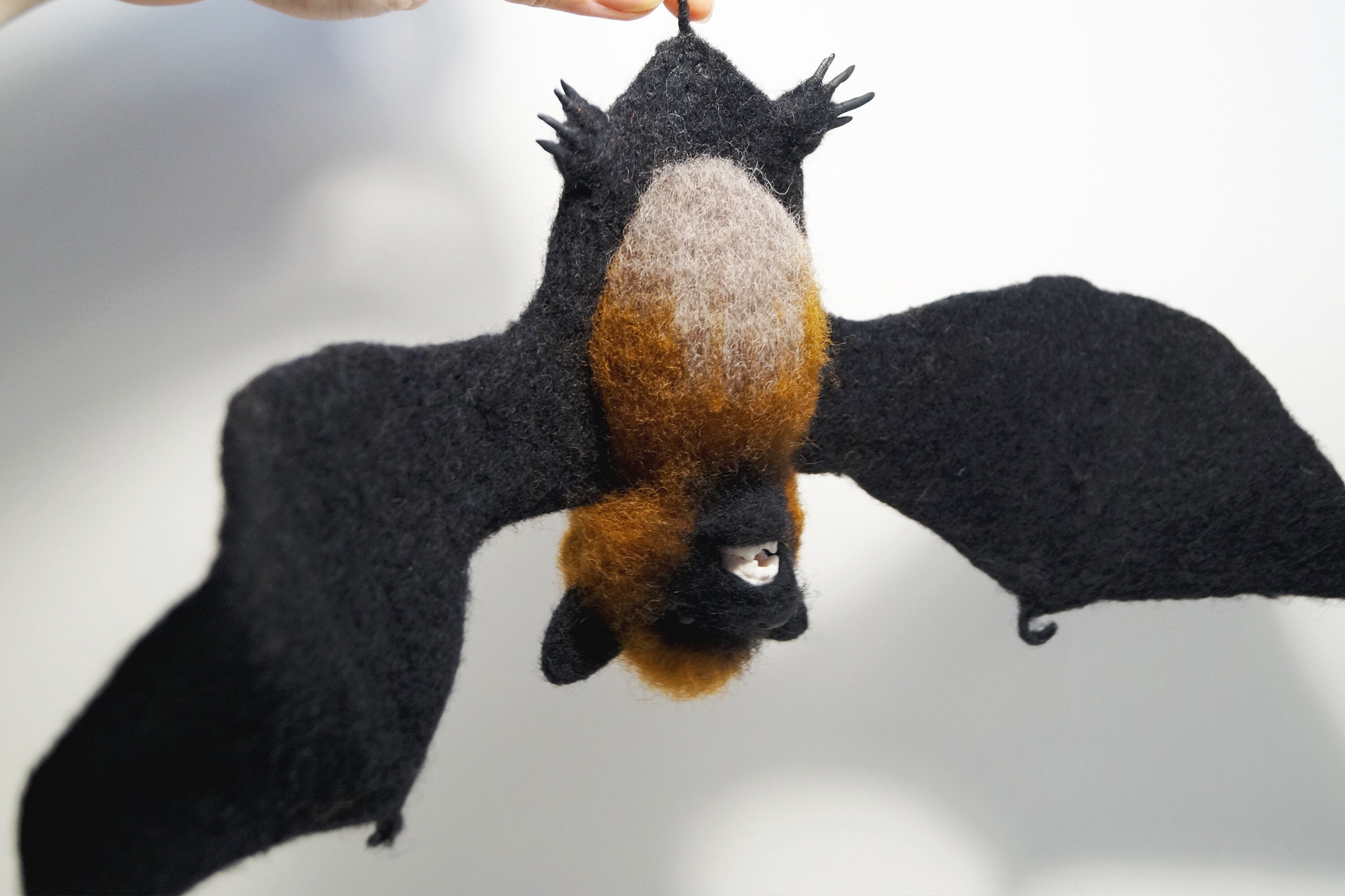 Needle felted black bat cute vampires bat halloween decor. Etsy