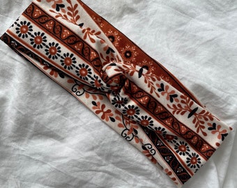 Boho Headband- Orange and White-