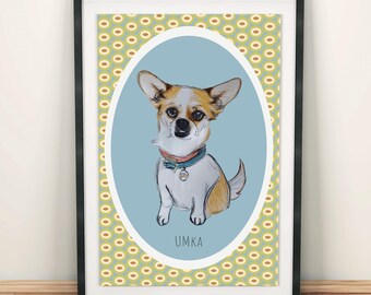 Portrait d'animal de compagnie personnalisé à partir d'une photo, impression personnalisée du portrait de chien, illustration animale personnalisée, cadeau unique pour animaux de compagnie, décoration murale pour animaux de compagnie