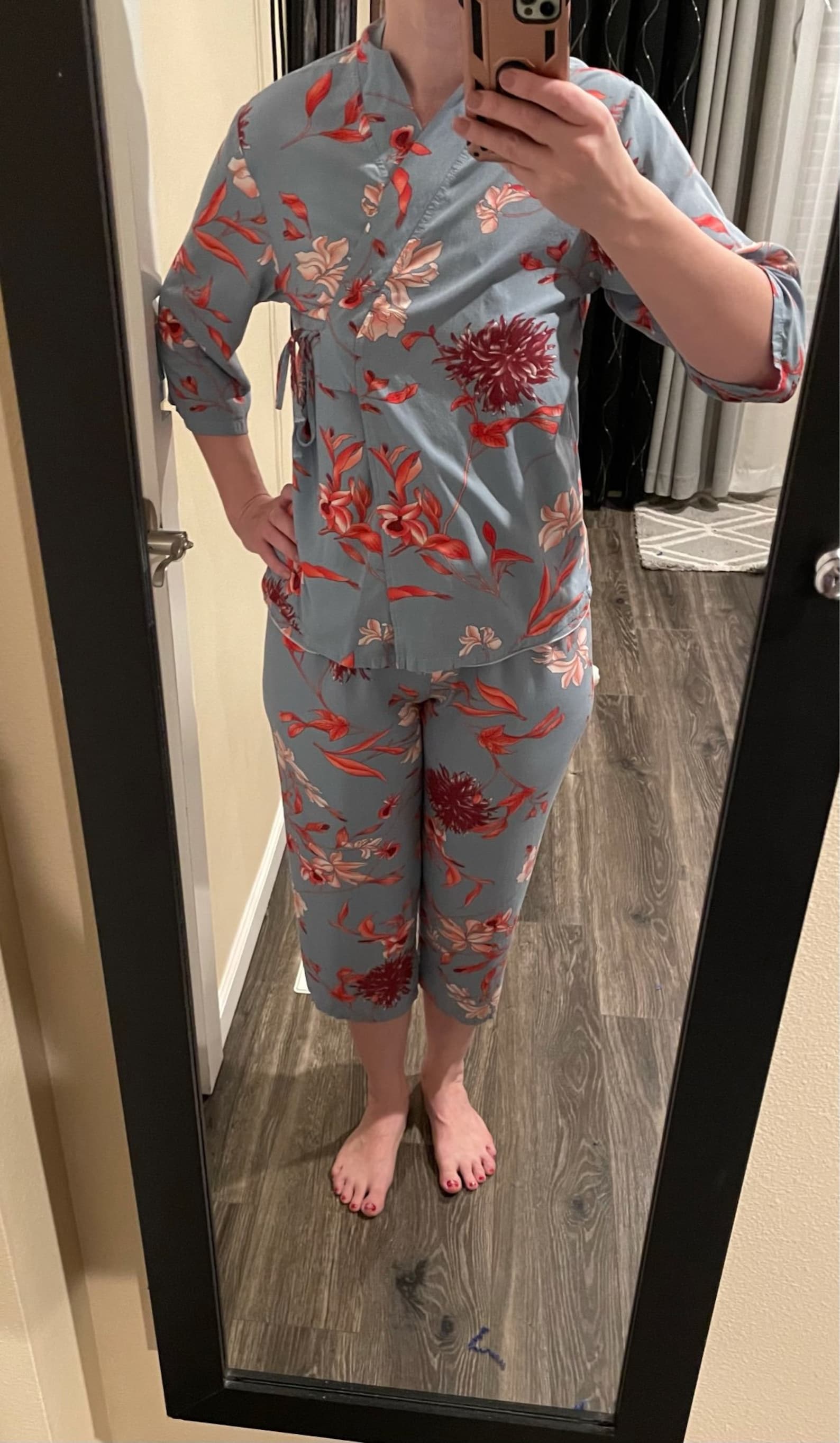 Floral Pajama 3 Piece Set Women Silky Satin Tank Top Robe Long Etsy