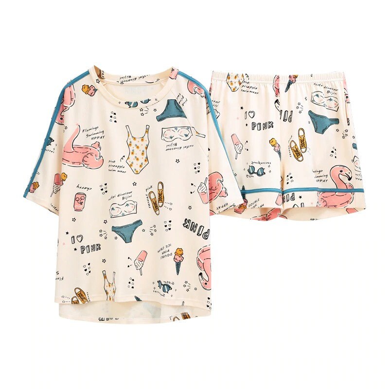 Summer Pajama Set for Woman Fun Beach Vacation Feminine Loose Etsy