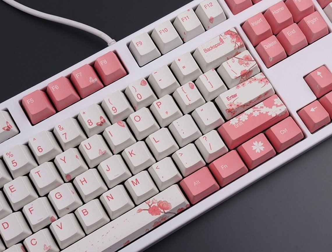 Cute Sakura Cherry Blossom Keycaps Set 108pc PBT OEM Profile Etsy