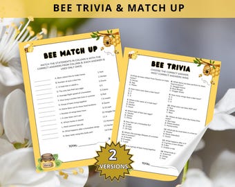 Bee trivia game for adults, Honey bee game for kids, Bee birthday party trivia questions, Mom to bee baby shower game, Bumble bee party quiz