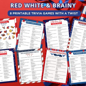 4th of July Trivia, 4th July game bundle, American trivia, July 4th trivia, USA trivia game, Independence game, Patriotic party game