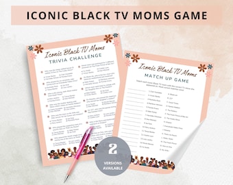 Iconic black TV moms game, Black mama baby shower quiz activity, Mothers day brunch TV mom trivia, Mommy to be match up game, Iconic TV show