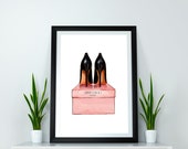 Shoes Wall Art Inspired by Jimmy Choo Poster Fashion Home Decor Girls Bedroom Prints Fashion llustration Girly Gifts Black Shoes Wall Decor