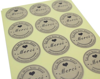 Stickers "Merci fait main avec amour"