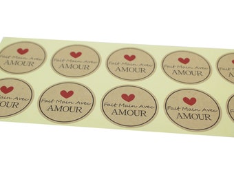 Stickers "Fait main avec amour"