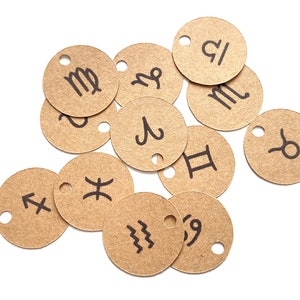 60 etichette kraft con segni zodiacali