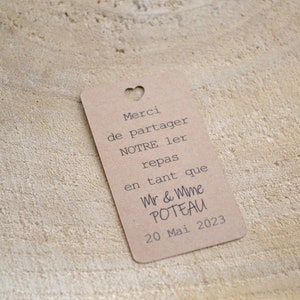 20 etichette "Grazie per aver condiviso il nostro primo pasto come Mr & Mrs + appuntamento"