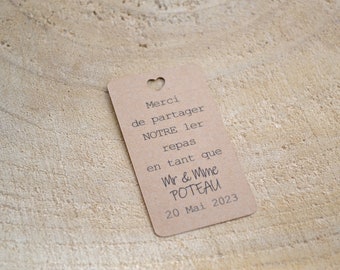 20 labels "Thank you for sharing our first meal as Mr and Mrs + date"