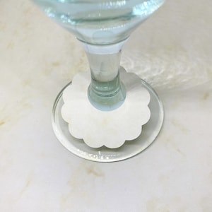 Etiquettes marque place pied de verre