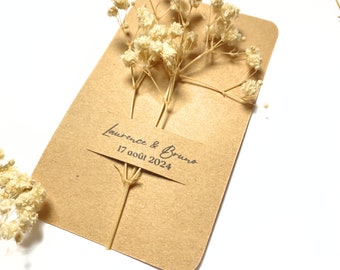 Cartes mariage personnalisables avec gypsophile séché