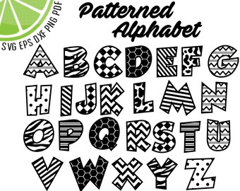 Patterned Alphabet SVG file for cricut Pattern Font svg for Silhouette Vector Pattern Letters Design Chevron Font Vector Cricut Cut File