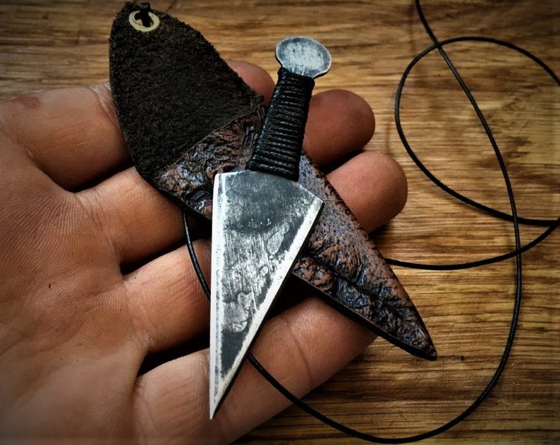 Kunai Neck Knife Necklace EDC Pendant Custom Small Black Ninja Etsy