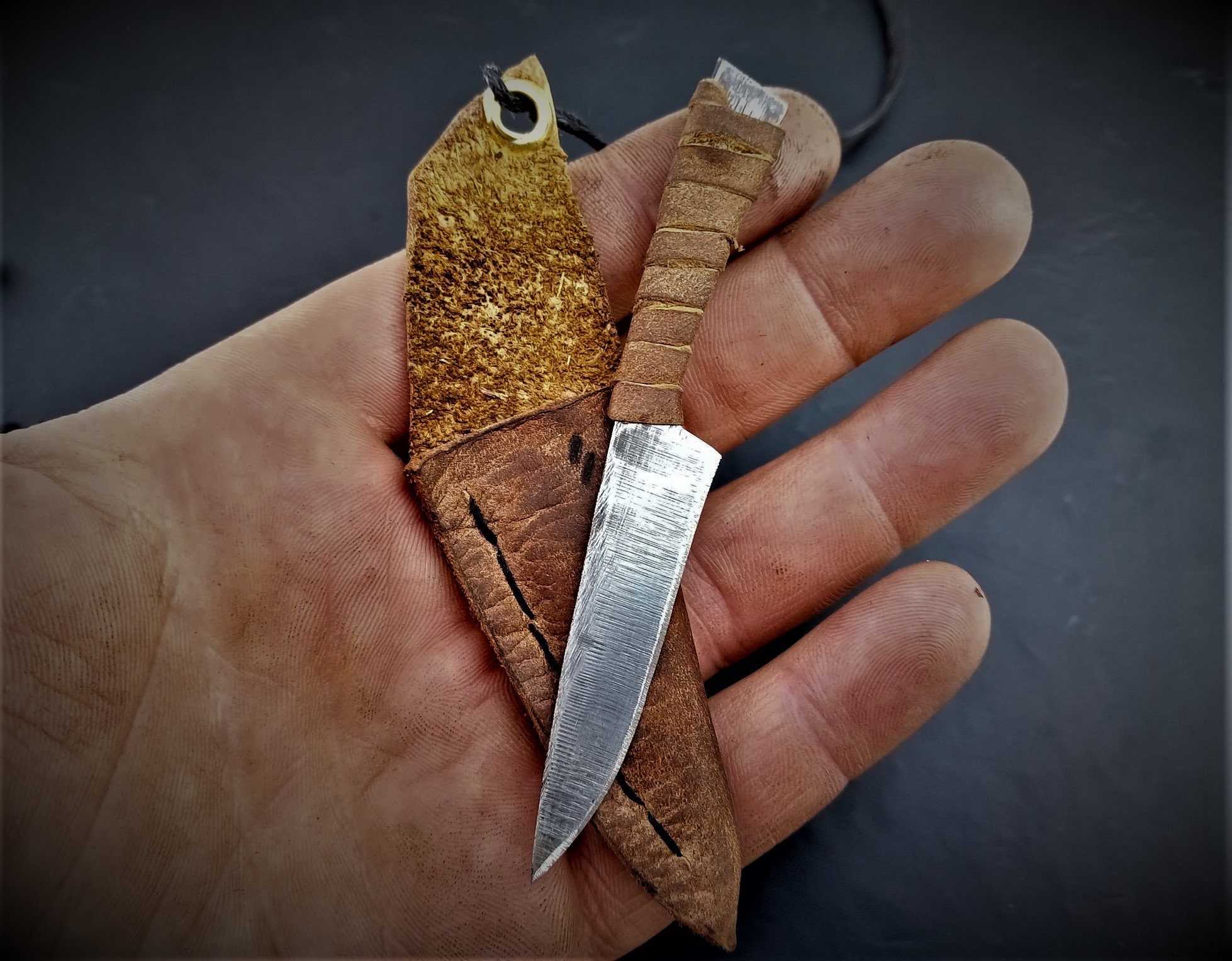 Handmade Custom EDC Necklace Neck Knife Blade With Leather Etsy