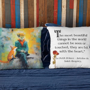Petit Prince Throw Pillow Case, The Little Prince Pillow COVER, Antoine de Saint Exupéry, Story, Bookish, Book Decor, The Little Prince Gift