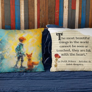 Petit Prince Throw Pillow Case, The Little Prince Pillow COVER, Antoine de Saint Exupéry, Story, Bookish, Book Decor, The Little Prince Gift