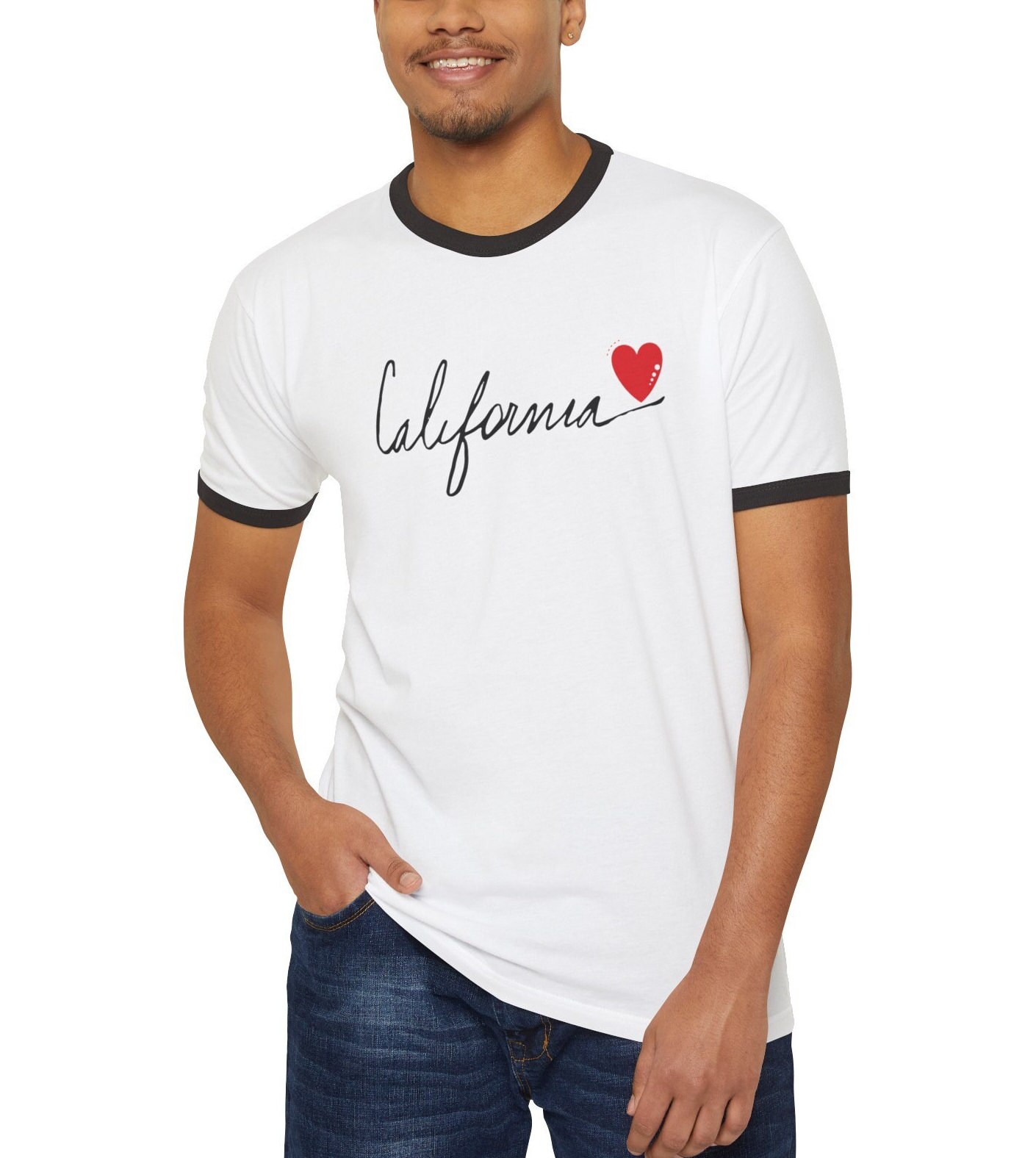 Retro California Ringer Tee - Unisex California Vintage Style T 