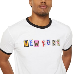 Retro New York City Ringer Tee - Unisex NYC Vintage Style T-Shirt, Retro Style T-Shirt