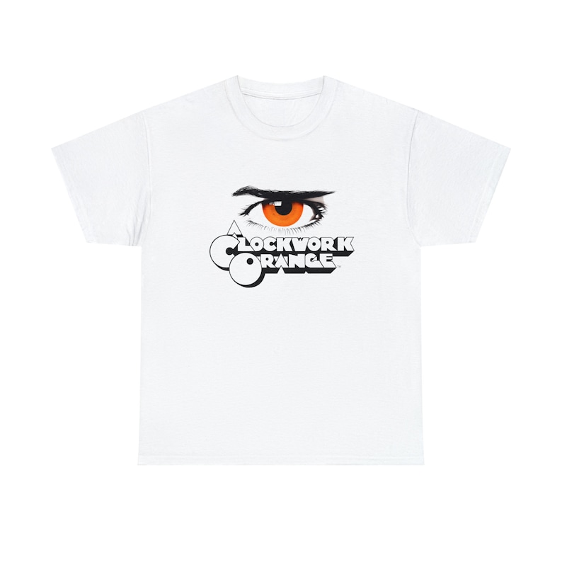 Unisex Heavy Cotton Tee, "A Clockwork Orange" Movie Inspired White T-Shirt, Kubrick's Masterpiece: A Clockwork Orange Theme White T-Shirt Bild 1