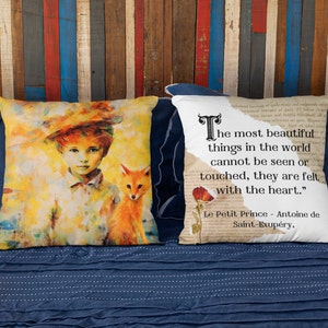 Petit Prince Throw Pillow Case, The Little Prince Pillow COVER, Antoine de Saint Exupéry, Story, Bookish, Book Decor, The Little Prince Gift