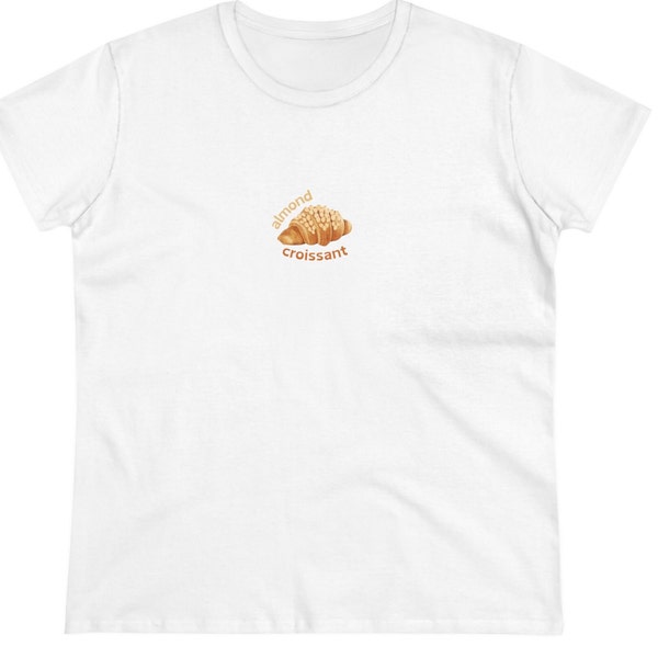 Almond Croissant T-shirt, Women's Croissant Graphic Tee, Breakfast Casual Shirt, T-Shirt for Foodies, Shirt for Brunch