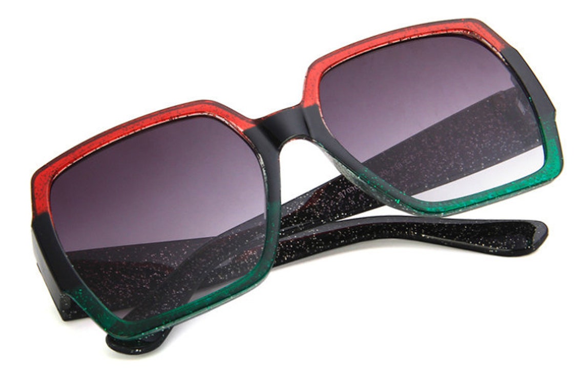 Black Red Green Sunglasses Oversized Sunglasses Big Etsy