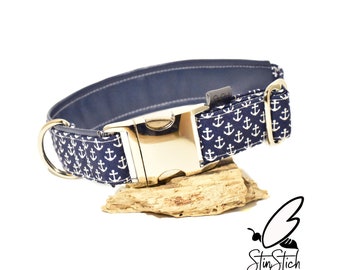 Hundehalsband, Maritim gepolstert, handgemacht "Nautic"-Look