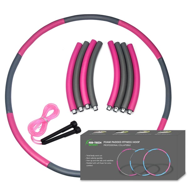 Professional Boxed 1.2 kg steel Weighted Collapsible Stainless Steel  Hula Hoop Fitness Exercise ABS Workout  With Skipping Rope