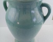 Antique quot Seafoam quot 12 quot Double Handle Heavy Earthenware Vase Jug Crockery