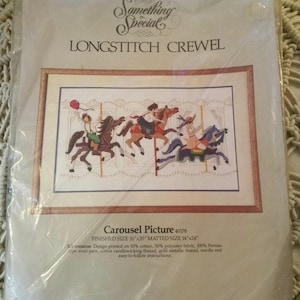 Something Special Crewel Embroidey Kit Horse Carousel Pic 40178 Image 10x20 Unopened Vtg 1984