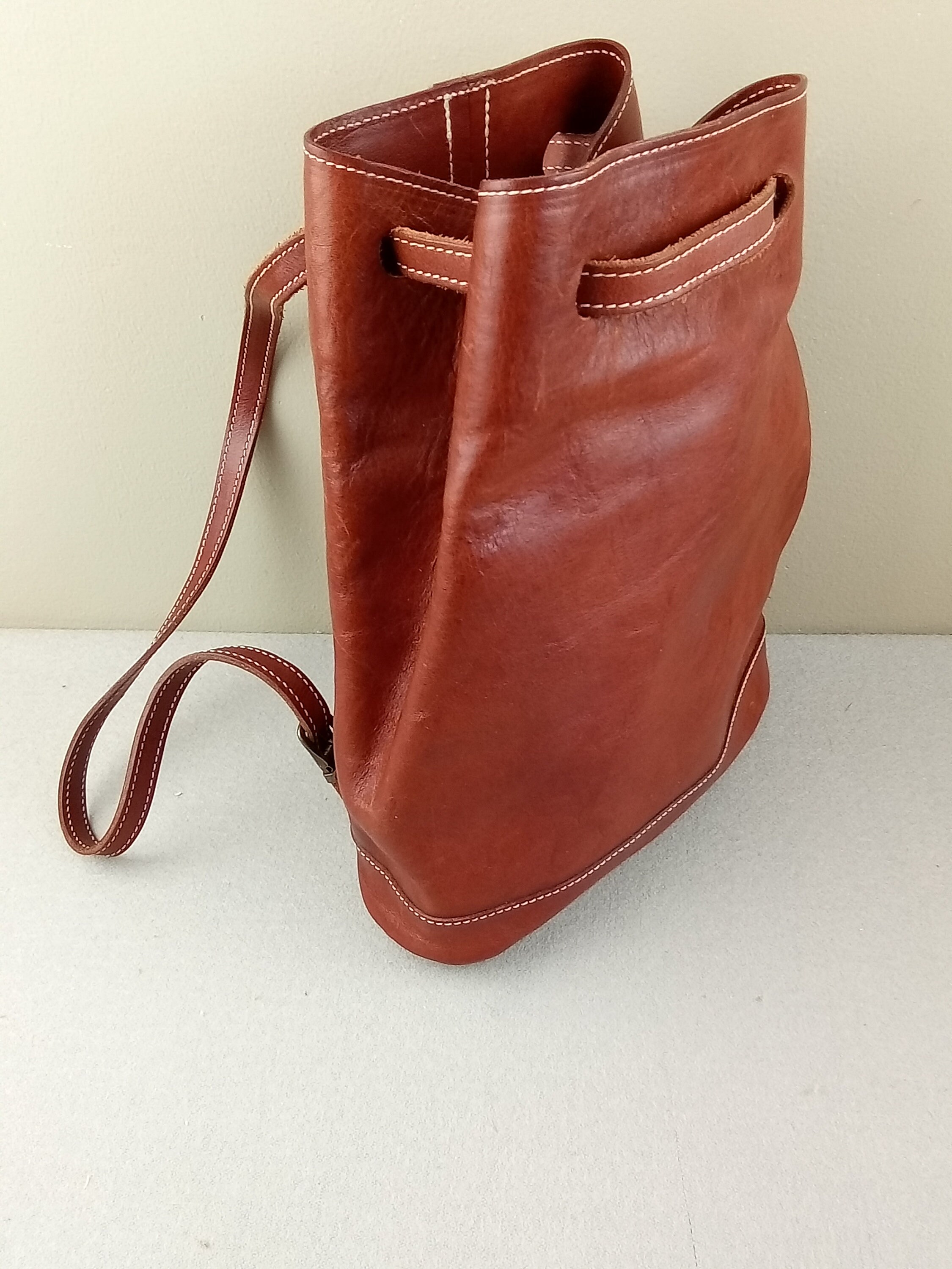 Ibiz Roma Handmade Small Mini Leather Backpack Italy Unlined 11.5h 9.5x3  Vtg 