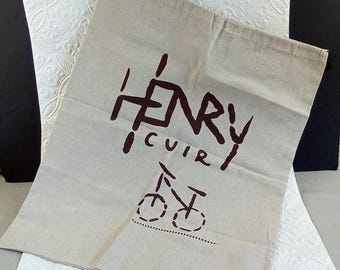 Henry Cuir Brand Printed Linen Dust Bag Only 23"h 19"w Draw String