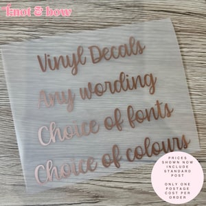 DIY Custom Vinyl Sticker/Decal | 10cm - 20cm wide | Personalised Stickers | Any Name or Wording | Choice of fonts and colours