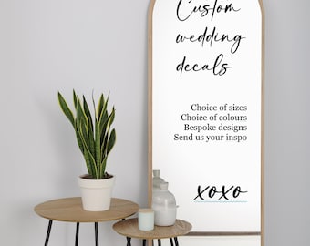 Custom Wedding Mirror Decal, Personalised Wedding Mirror Sticker, Wedding Reception Mirror Decal, Bespoke Design, Choice of Sizes & Colours