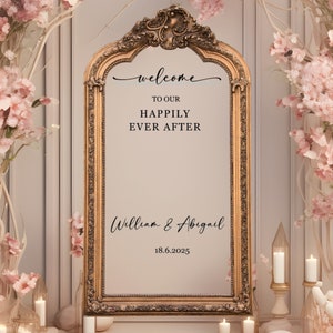 VWAQ 'Welcome To Happily Ever After' Wedding Wall Decal - Silver Vinyl Quote, 18H X 24W, Bride & Groom Decor - View #12