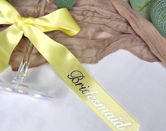 Personalised Satin Ribbon |  Name Place Setting | Wedding Name Setting | Name Setting | Hen Party Names | Choice of colours - ribbon & name