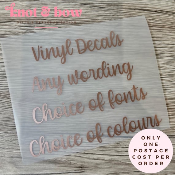 DIY Custom Vinyl Sticker/Decal | 10cm - 150cm wide | Personalised Stickers | Any Name or Wording | Choice of fonts & colours