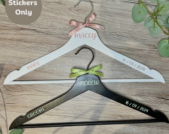 DIY Personalised Wedding Coat Hanger Decals/Stickers, Bridal Hanger Vinyl, Bridesmaid Hanger Vinyl, **STICKERS ONLY**